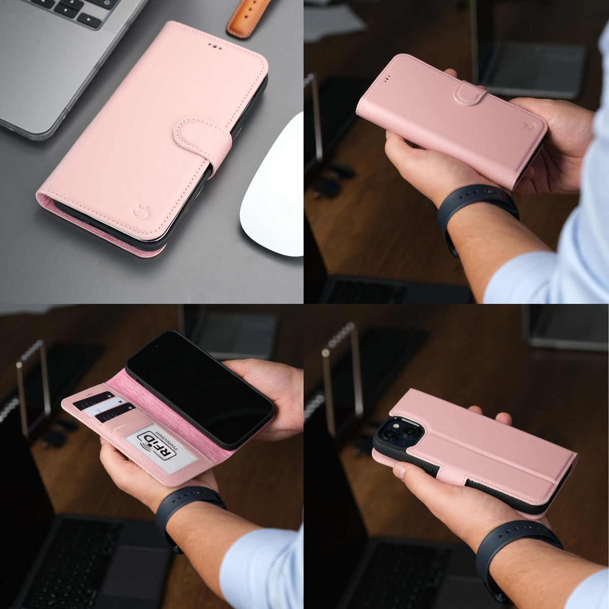 Casper iPhone 18 Pro Max full-grain leather wallet case - Pink - view 70