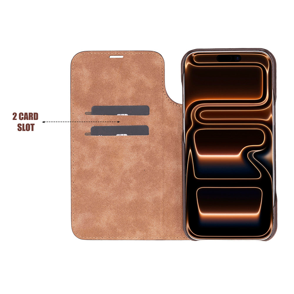 Decatur iPhone 18 full-grain leather folio case - Antic Brown - view 7