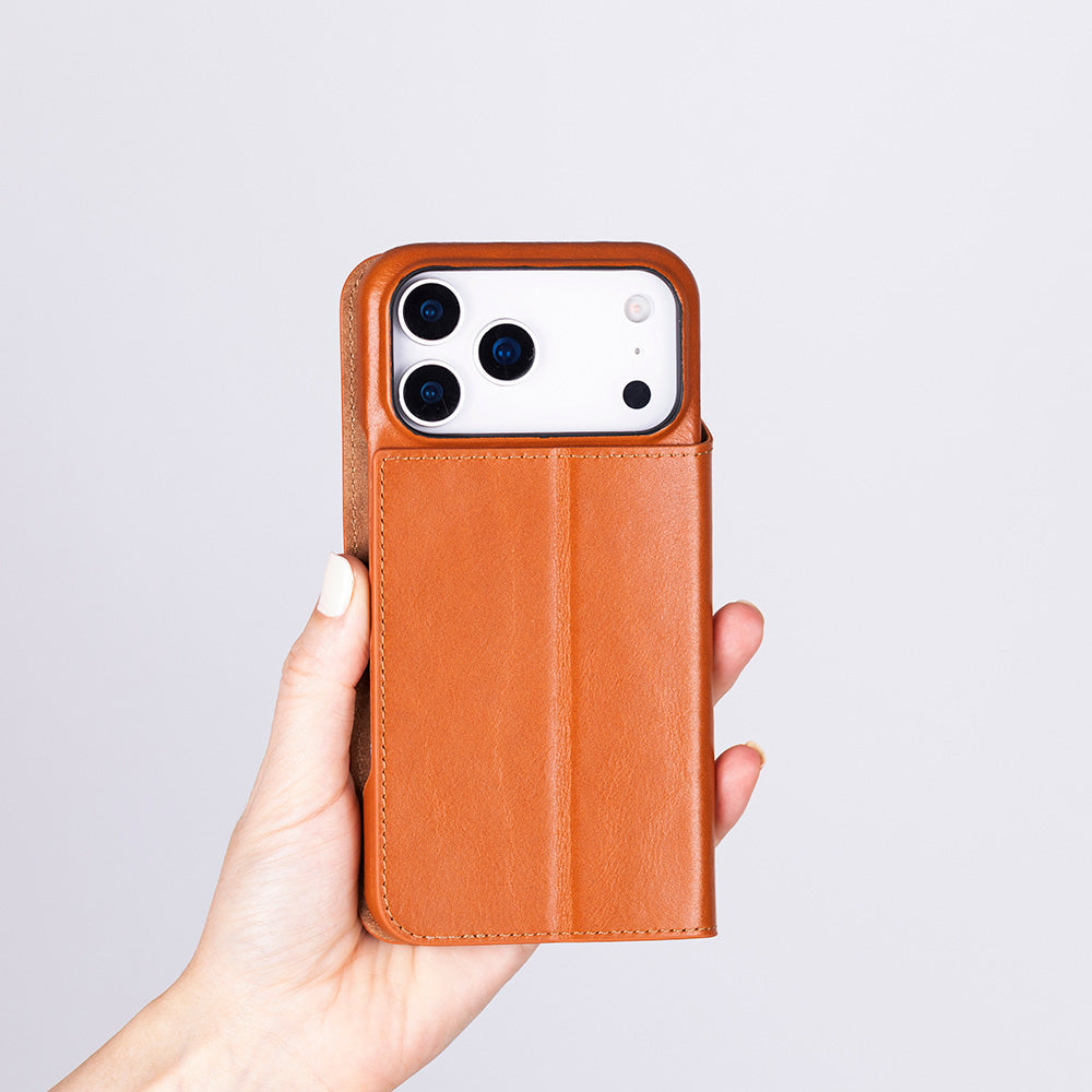 Decatur iPhone 18 full-grain leather folio case - Tan - view 25 #color_taba
