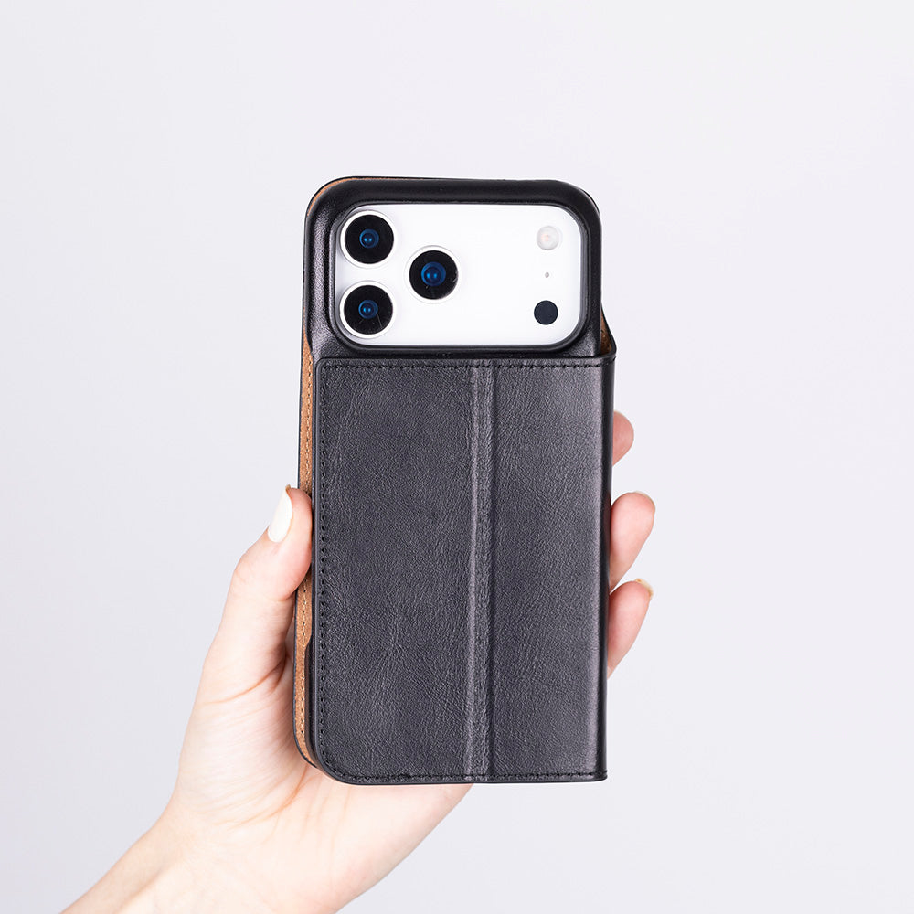 Decatur iPhone 18 full-grain leather folio case - Black - view 14