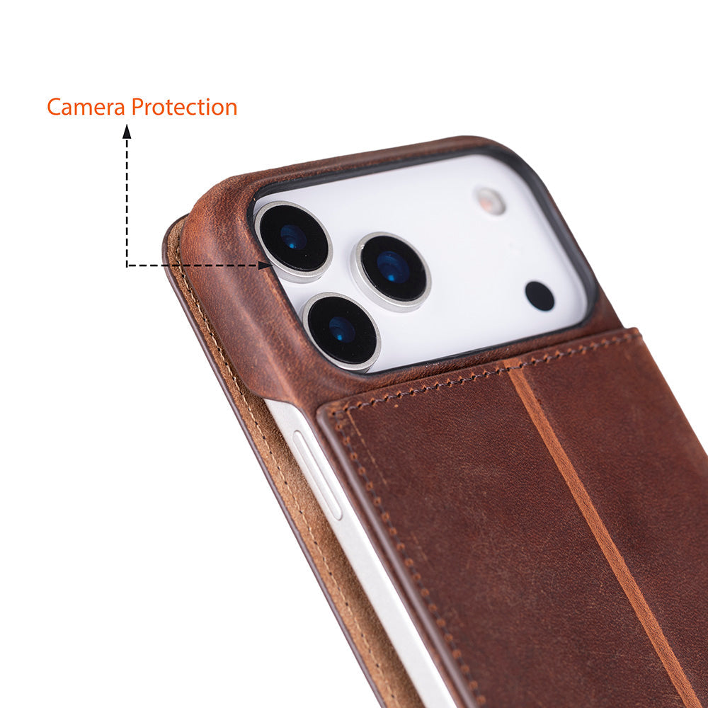 Decatur iPhone 18 full-grain leather folio case - Antic Brown - view 9