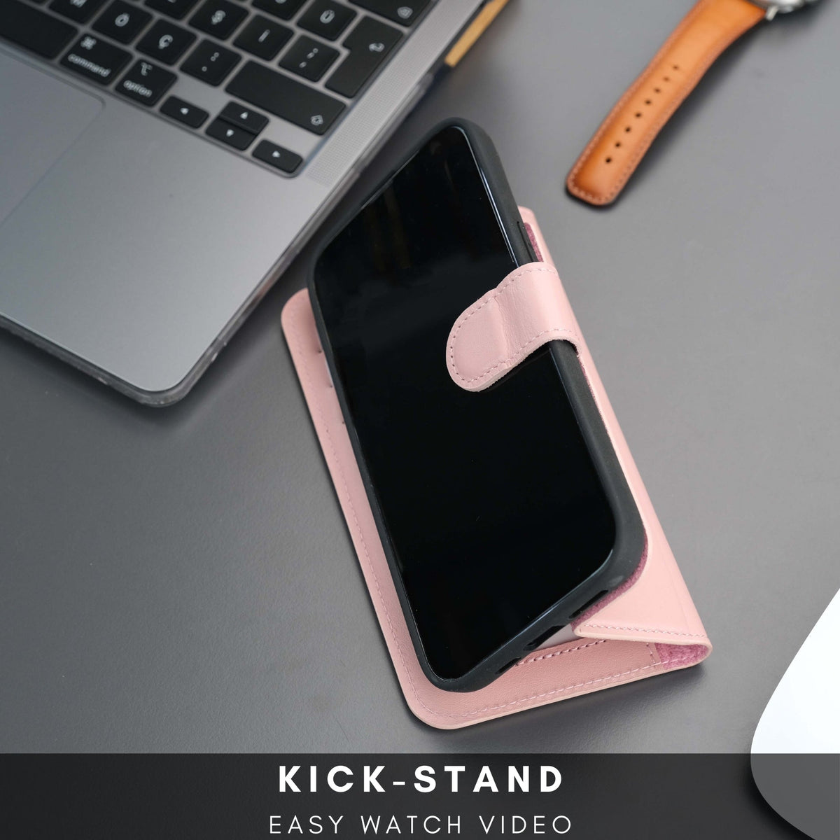 Casper iPhone 18 Pro Max full-grain leather wallet case - Pink - view 67