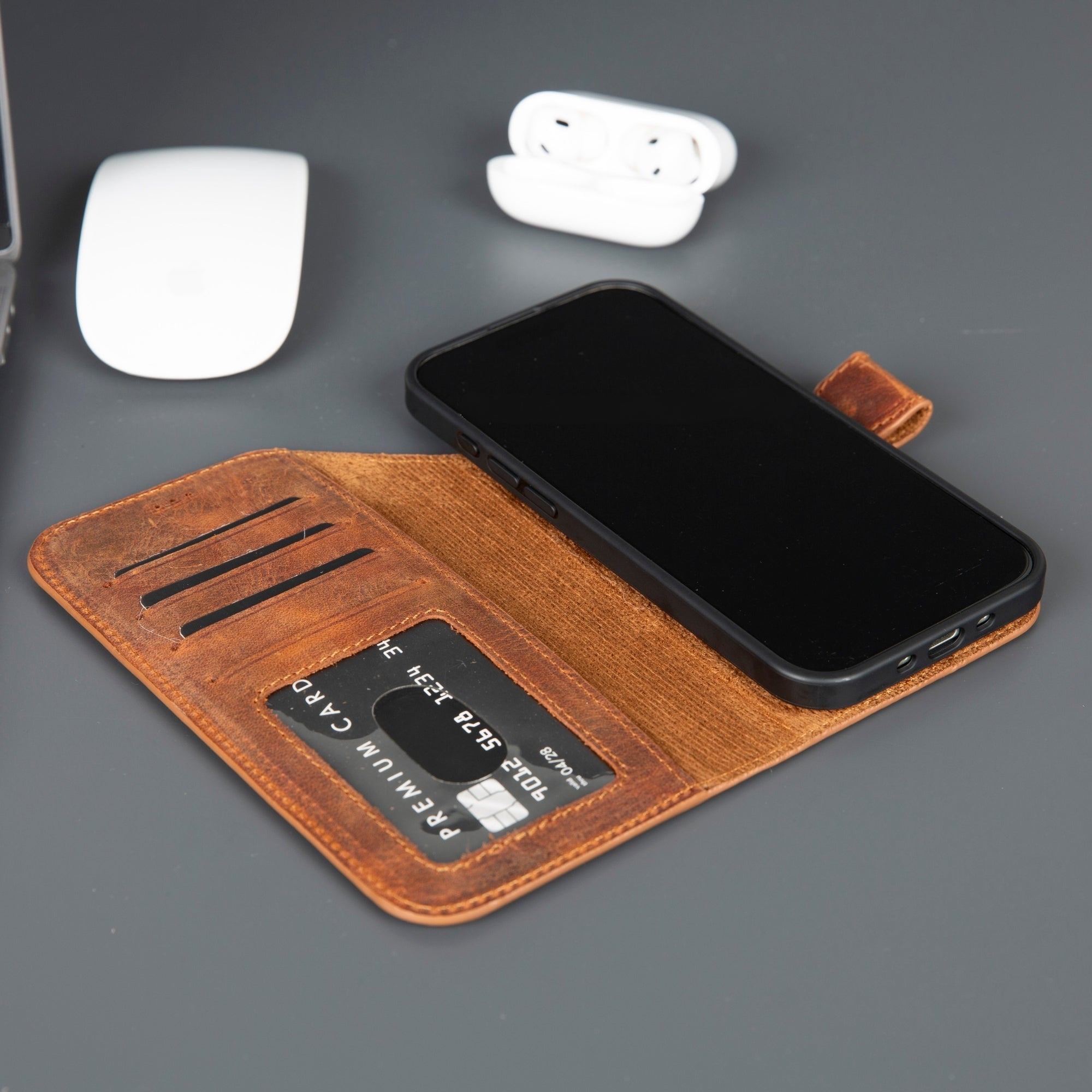 Casper iPhone 17 Air Hakiki Deri Cüzdan Kılıfı