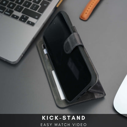 Casper iPhone 18 Pro Max full-grain leather wallet case - Grey - view 45 