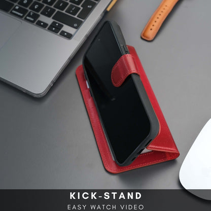 Casper iPhone 18 Pro Max full-grain leather wallet case - Red - view 56 