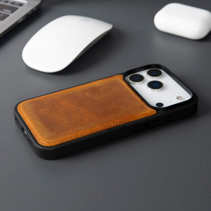 Casper iPhone 18 Pro full-grain leather wallet case - Antic Tan - view 25 