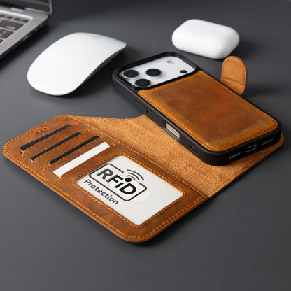 Casper iPhone 18 Pro full-grain leather wallet case - Antic Tan - view 25 