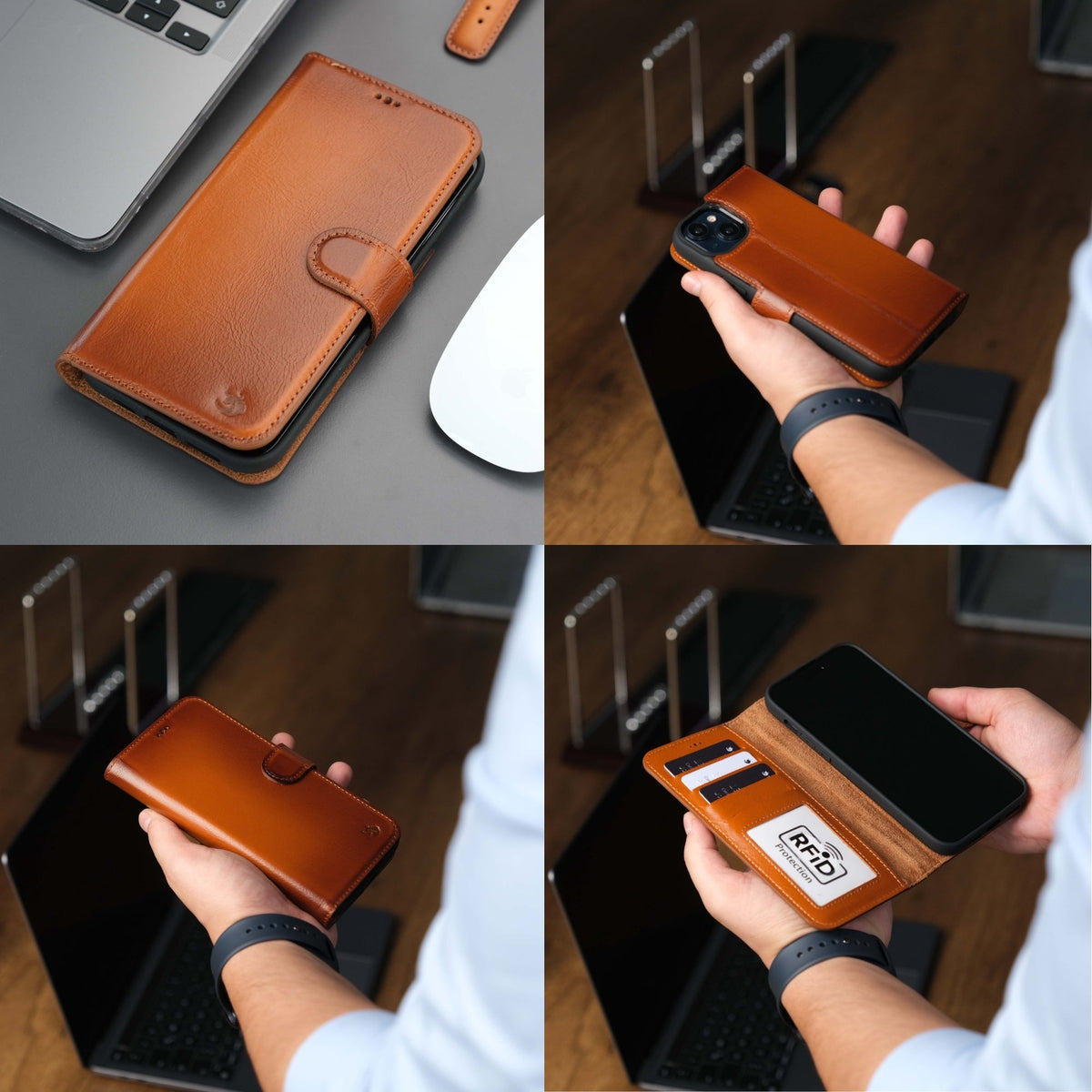 Casper iPhone 18 Pro Max full-grain leather wallet case - Tan - view 26 