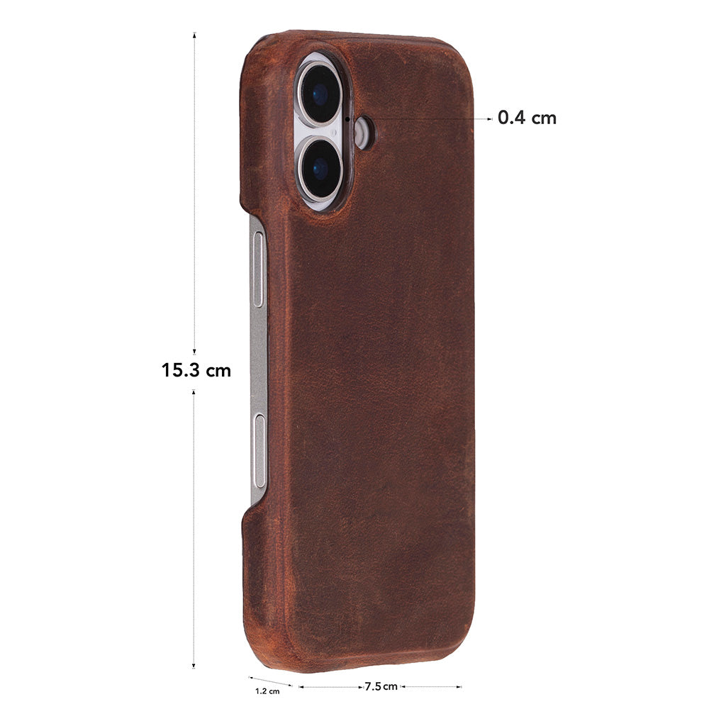 Bisbee iPhone 18 full-grain leather case - Antic Brown - view 3 #color_antik-kahve