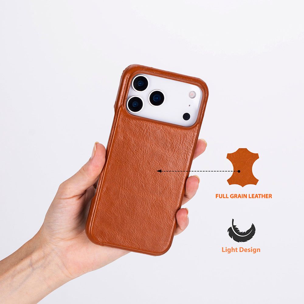 Bisbee iPhone 18 Pro full-grain leather case - Tan - view 2 #color_taba