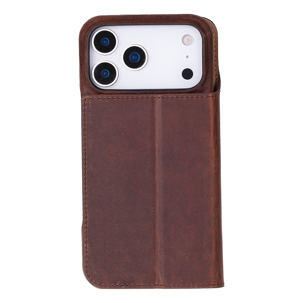 Decatur iPhone 18 full-grain leather folio case - Antic Brown - view 11 
