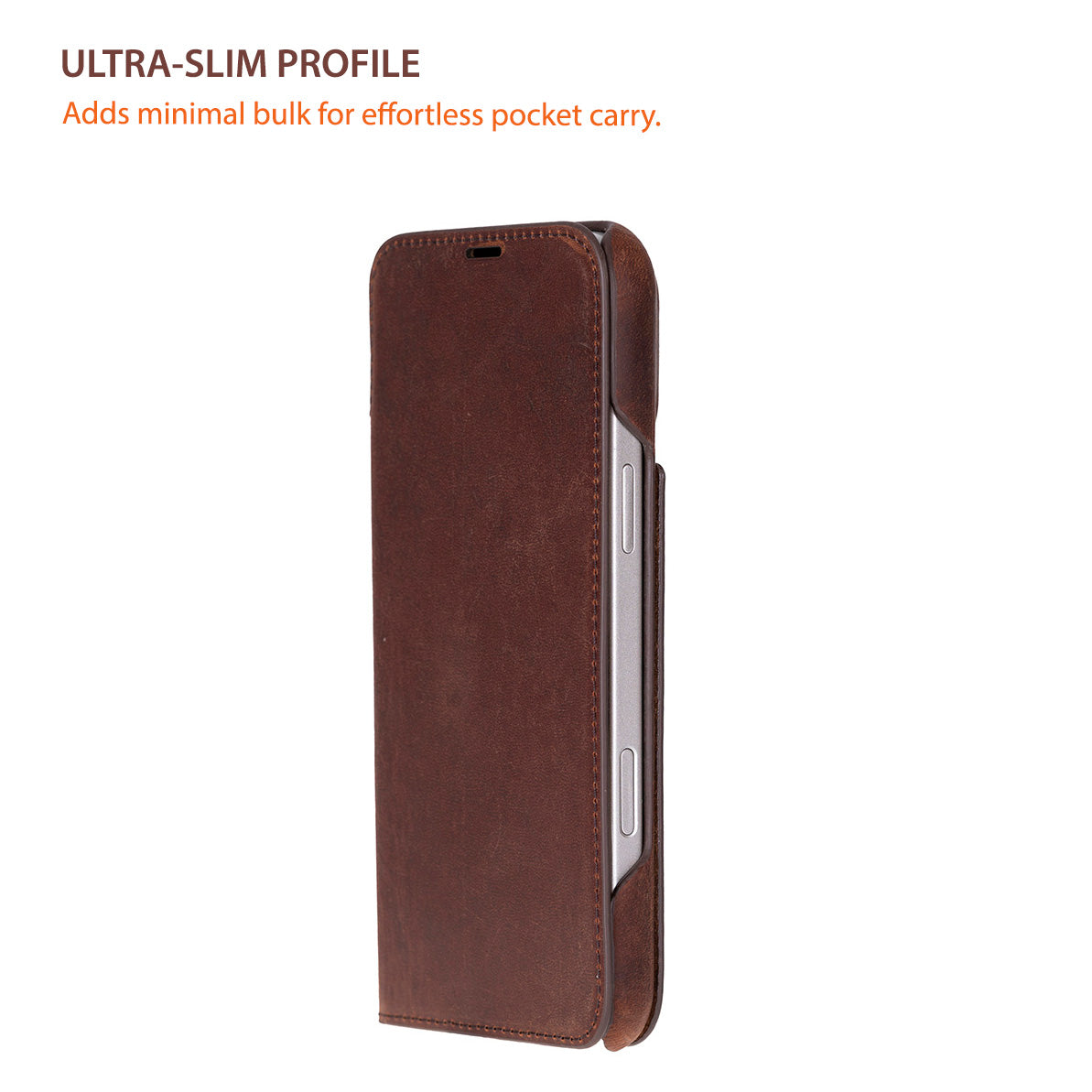 Decatur iPhone 18 full-grain leather folio case - Antic Brown - view 6 