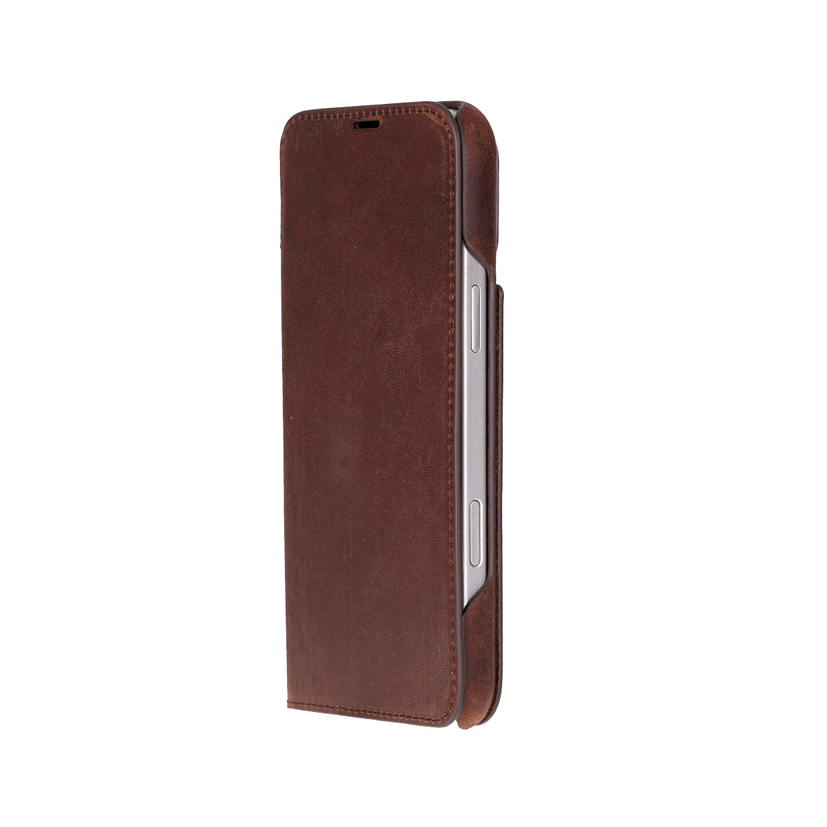 Decatur iPhone 18 full-grain leather folio case - Antic Brown - view 1 
