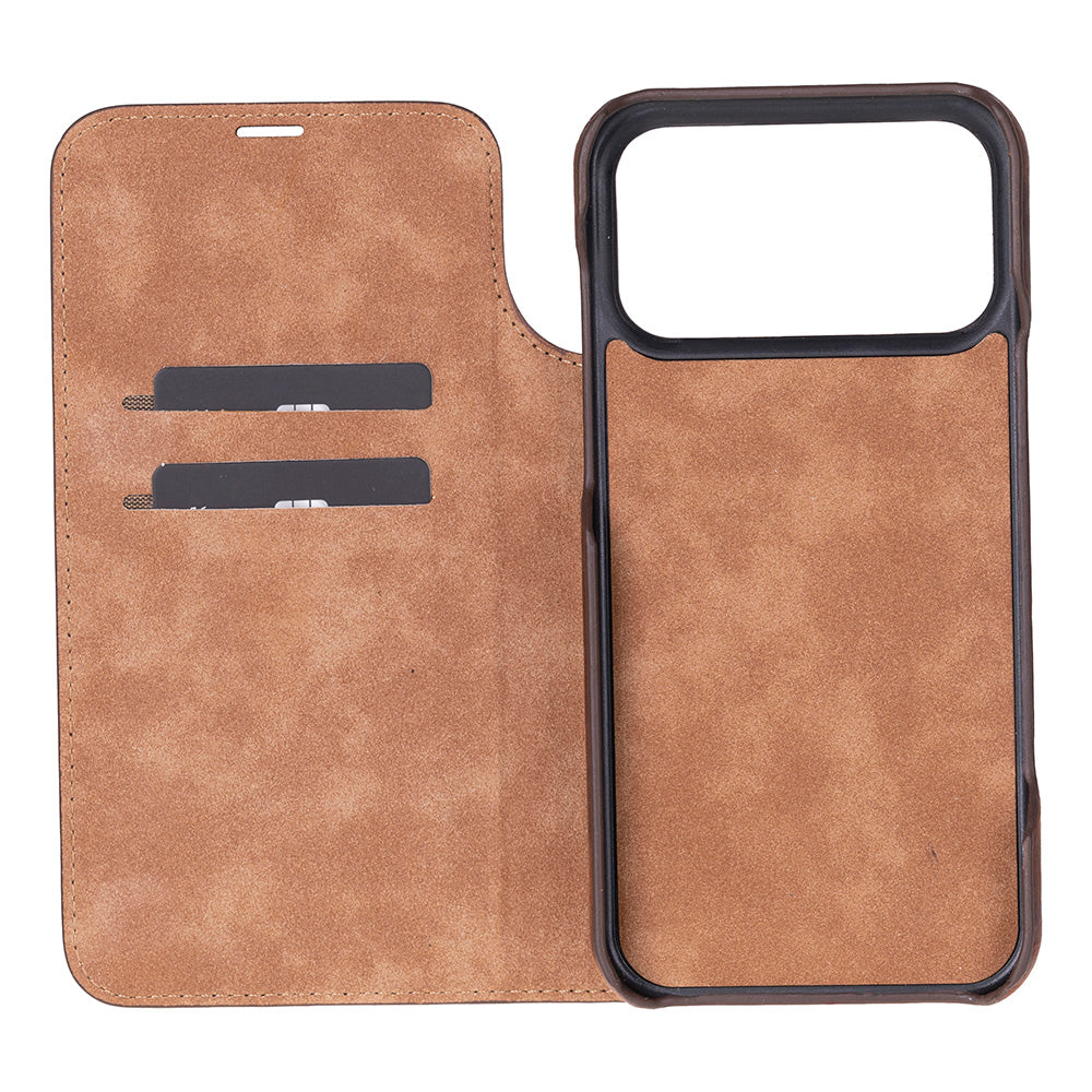 Decatur iPhone 18 full-grain leather folio case - Antic Brown - view 5 