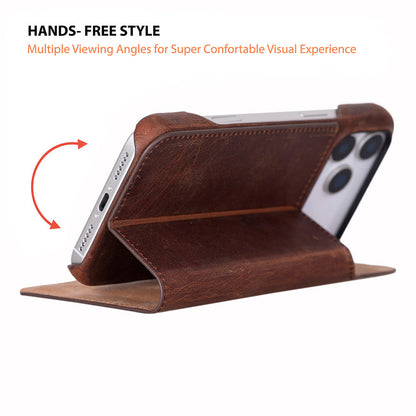 Decatur iPhone 18 full-grain leather folio case - Antic Brown - view 8 