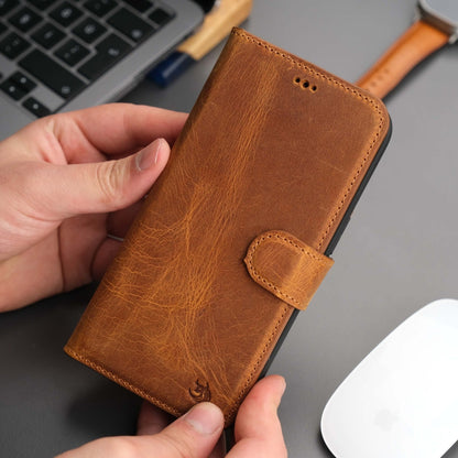 Casper iPhone 18 Pro full-grain leather wallet case - Antic Tan - view 25 