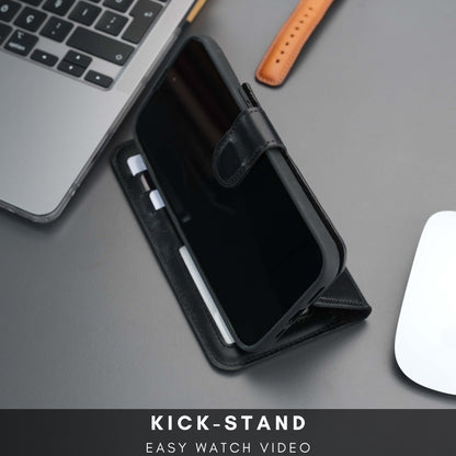 Casper iPhone 18 Pro Max full-grain leather wallet case - Black - view 34 