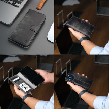 Casper iPhone 18 Pro Max full-grain leather wallet case - Grey - view 48 