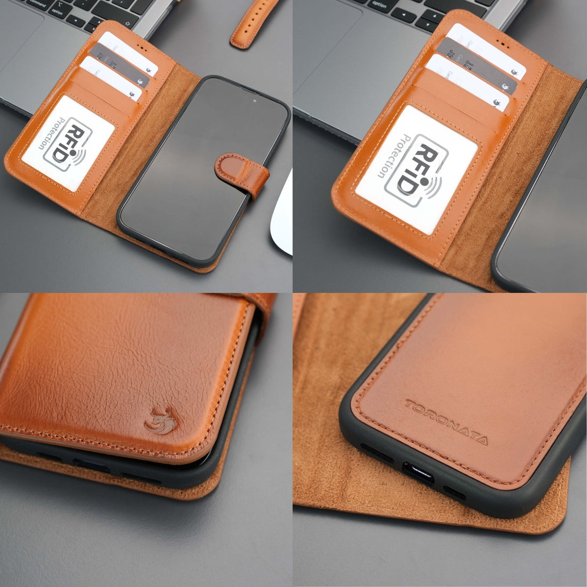 Casper iPhone 18 Pro Max full-grain leather wallet case - Tan - view 27 