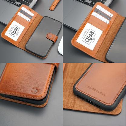 Casper iPhone 18 Pro Max full-grain leather wallet case - Tan - view 27 