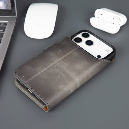 Casper iPhone 18 Pro full-grain leather wallet case - Grey - view 33 