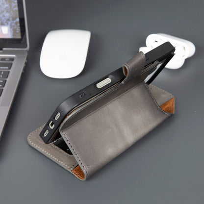 Casper iPhone 18 Pro full-grain leather wallet case - Grey - view 36 
