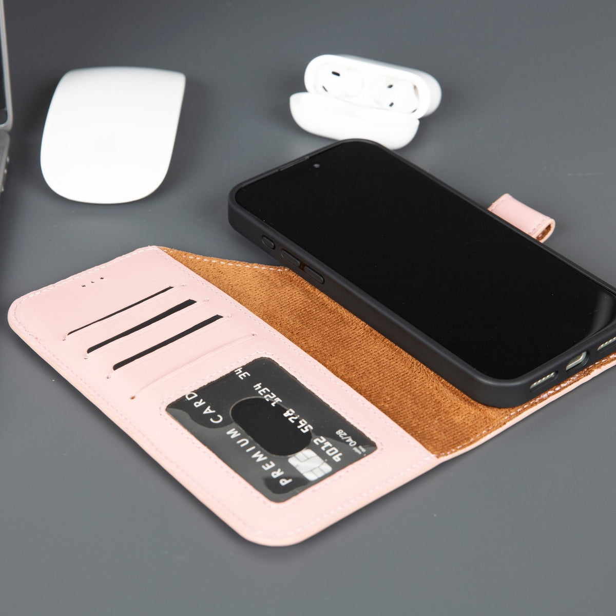 Casper iPhone 18 Pro full-grain leather wallet case - Pink - view 48 