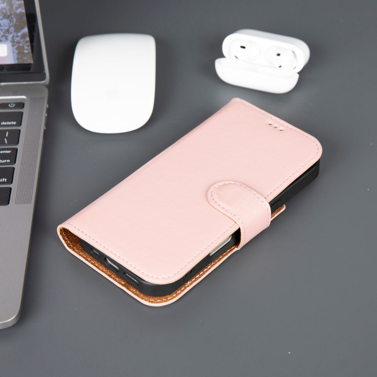 Casper iPhone 18 Pro full-grain leather wallet case - Pink - view 46 