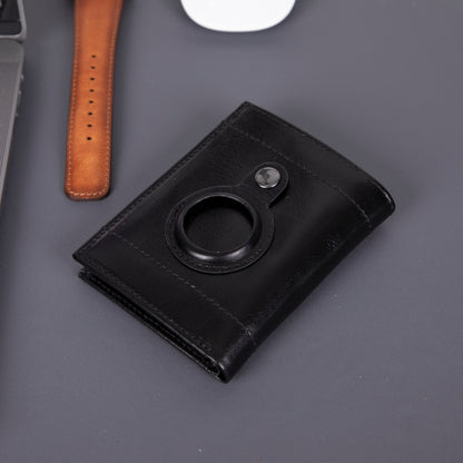 Glendo Hakiki Deri Unisex İnce AirTag Bölmeli Kişiselleştirilebilir Cüzdan 